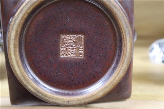 A Chinese faux bronze porcelain cong vase